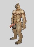 abs anthro balls blue_eyes fur genitals humanoid_genitalia humanoid_penis male muscular nipples nude penis solo tan_body tan_fur unknown_artist jordan_dane canid canine canis domestic_dog great_dane humanoid mammal mastiff molosser hi_res