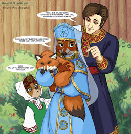 4_fingers 5_fingers alternate_costume anthro blue_clothing blue_dress blue_eyes brown_body brown_fur brown_hair carrying_another clothed clothed_anthro clothed_female clothed_human clothed_male clothing countershade_face countershade_fur countershading dialogue dipstick_tail dress eyebrows eyelashes eyes_closed female female_anthro feral fingers front_view fully_clothed fully_clothed_anthro fully_clothed_female fully_clothed_human fully_clothed_male fur group hair headdress human_on_anthro humanoid_hands interspecies iris looking_at_another male male/female male_human markings medieval orange_body orange_fur outside plant pupils robe romantic romantic_couple short_hair shrub sleeping smile snout speech_bubble standing tail tail_markings talking_to_another tan_body tan_fur text young young_anthro young_female sir_paulus disney robin_hood_(disney) fan_character maid_marian pavel_(sir_paulus) canid canine fox human mammal absurd_res artist_name colored english_text hi_res shaded daughter_(lore) father_(lore) father_and_child_(lore) father_and_daughter_(lore) mother_(lore) mother_and_child_(lore) mother_and_daughter_(lore) parent_(lore) parent_and_child_(lore) parent_and_daughter_(lore)