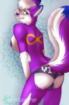 anthro breasts bulge butt clothed clothing gynomorph intersex looking_at_viewer nipples panties smile solo topless underwear malware cynder_nightshadow canid canine fox mammal 2015 hi_res