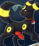 animal_genitalia animal_penis balls blush bodily_fluids canine_genitalia canine_penis cum erection feral genital_fluids genitals knot male penis raised_leg solo arkoh nintendo pokemon arkoh_umbreon eeveelution generation_2_pokemon pokemon_(species) umbreon hi_res