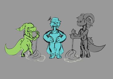 annoyed anthro bodily_fluids chibi cleaning_tool cleaning_up clothed clothing cum cum_on_ground embarrassed female fully_clothed genital_fluids genitals group hands_on_hips leaking_cum male nude partially_clothed penis trio dragonlady_(artist) mythology avian bird blue_jay corvid dragon jay_(bird) kobold mythological_creature mythological_scalie new_world_jay oscine passerine scalie hi_res