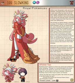 breasts clothing fangs female footwear hair high_heels long_hair looking_at_viewer looking_back looking_back_at_viewer male pink_body pink_hair pink_skin purple_eyes purple_hair red_clothing shell_hat shoes smile tail teeth text kinkymation nintendo pokemon generation_2_pokemon human humanoid mammal pokemon_(species) slowking 2024 digital_media_(artwork) english_text hi_res