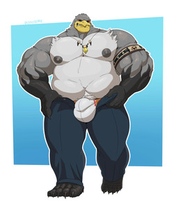 anthro armband beak belly big_muscles bottomwear bulge claws clothing feathers genitals grey_body grey_feathers holding_bottomwear holding_clothing holding_object holding_pants huge_muscles jewelry looking_at_viewer male musclegut muscular muscular_anthro muscular_male necklace nipples pants pecs simple_background smile solo underwear unzipped unzipped_pants white_body white_clothing white_feathers white_underwear zipper zekebear sega sonic_riders sonic_the_hedgehog_(series) storm_the_albatross albatross avian bird procellariiform absurd_res digital_media_(artwork) hi_res