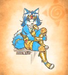 alternate_costume anthro blue_body blue_fur blue_hair clothing dress female fur green_eyes hair looking_at_viewer minidress sitting solo gerovort dinosaur_planet nintendo rareware star_fox krystal_(dinosaur_planet) krystal_(star_fox) canid canine fox mammal 2022 signature