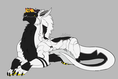 chill duo fantasy feral fluffy male tail tail_tuft tapering_tail tuft young owl_light mythology akatuz canid canine canis domestic_dog dragon felkin mammal maned_wolf mythological_creature mythological_scalie scalie unknown_species wolf 3:2 hi_res sketch