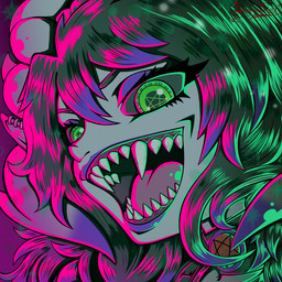 herm intersex neon profile queen royalty smile solo teeth sorrow2art asian_mythology east_asian_mythology japanese_mythology mythology halfmoon hikari_(sorrow2art) demon humanoid oni yokai 1:1 hi_res