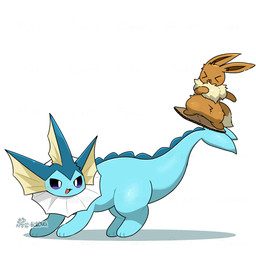 ambiguous_gender blue_body blue_tail blush brown_body brown_ears brown_fur brown_tail dipstick_tail duo ear_fins eyes_closed feral fin fur head_fin kemono markings open_mouth open_smile simple_background size_difference smile standing surfboard surfing tail tail_markings tail_motion tailwag white_background tontaro nintendo pokemon eevee eeveelution generation_1_pokemon mammal marine pokemon_(species) vaporeon 1:1 2d_animation animated frame_by_frame short_playtime signature watermark
