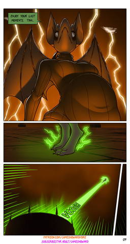 abdominal_bulge anthro dialogue duo female male male/female vore james_howard patreon subscribestar bat demon mammal comic hi_res