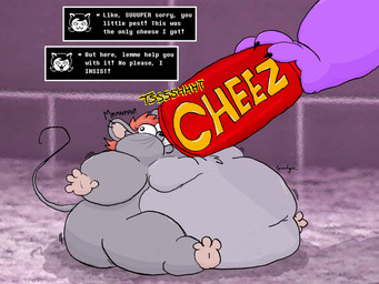 anthro cheese dairy_products duo female food inflation obese overweight stuffing text anonymous_artist fist-of-the-post-it uber catty mammal mouse murid murine rodent 4:3 english_text tagme