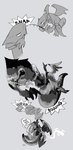 belly big_belly burping digestion duo feral male oral_vore overweight text vore 80sarchosaur mythology yu-gi-oh! blue-eyes_white_dragon blue_eyes_toon_dragon dragon duel_monster mythological_creature mythological_scalie scalie 2021 absurd_res greyscale hi_res monochrome