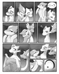 4:5 blush coiling comic darkmirage dragonair eyes_closed feathered_wings feathers female female/female feral floatzel generation_1_pokemon generation_4_pokemon generation_5_pokemon genitals greyscale group head_wings hi_res kissing mienshao monochrome nintendo open_mouth outside pokemon pokemon_(species) pussy squeezing wings