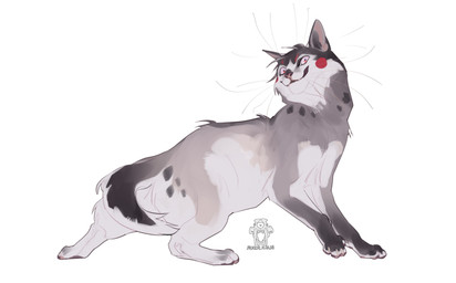 ambiguous_feral ambiguous_gender black_tail cheek_tuft facial_tuft feral fur grey_body grey_fur head_tuft logo looking_at_viewer mouth_closed pupils purple_eyes side_view simple_background slit_pupils solo tail text tuft white_background white_body white_fur white_tail justkiddinb domestic_cat felid feline felis mammal artist_logo artist_name hi_res
