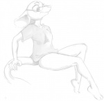 anthro bald bottomless breasts clothed clothing eyewear female glasses shirt simple_background slim small_breasts solo tail thick_tail topwear white_background smekbo unknown_artist olga_hulhova mammal mouse murid murine rodent monochrome sketch source_request