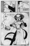 anthro breasts clothing costume female flashing nipples james_m_hardiman natasha_(jmh) human mammal mephitid skunk black_and_white comic monochrome traditional_media_(artwork)