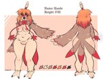 anthro areola beak belly big_butt breasts brown_body butt feathers feet female front_view genitals hair maple_leaf nude pussy rear_view simple_background slightly_chubby slightly_chubby_female solo tail tail_feathers talons toes wide_hips wings hambinito nintendo pokemon kaede_(itz_chip_) avian bird decidueye generation_7_pokemon owl pokemon_(species) hi_res model_sheet