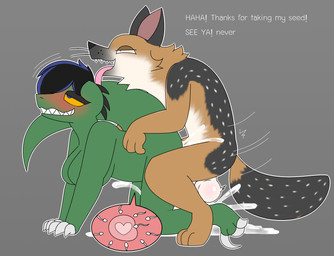 anthro ball_size_difference balls big_balls bodily_fluids breasts cum cum_in_vagina cum_inside dominant dominant_male duo excessive_cum excessive_genital_fluids female feral genital_fluids genitals impregnation male male/female non-mammal_breasts sperm_cell text tongue tongue_out pencil_bolt toyi_(naawadeer) vulkal_(pencil_bolt) canid canine canis dinosaur dromaeosaurid jackal mammal prehistoric_species reptile saurischian scalie theropod velociraptor english_text hi_res
