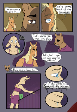 anthro back_tattoo breasts brown_body clothed clothing dialogue ear_piercing female fur group hair industrial_piercing male piercing simple_background sunflower_(halcyon) tail tattoo text trio walker_(halcyon) lost_andsafe halcyon_(series) bores_(halcyon) bear equid equine horse lagomorph leporid mammal rabbit 2025 absurd_res comic digital_media_(artwork) english_text hi_res