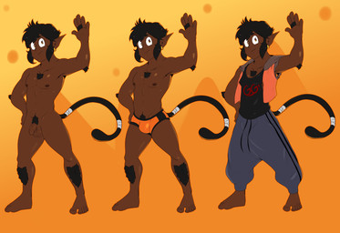 anthro body_hair clothed clothing flaccid genitals male partially_clothed penis shirt simple_background solo tank_top text text_on_clothing text_on_shirt text_on_tank_top text_on_topwear topwear marketablebunny andre_(alex_kitsune) haplorhine mammal monkey primate absurd_res hi_res