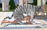 3d_(artwork) all_fours balls bestiality breasts digital_media_(artwork) doggystyle duo felid female female_on_feral feral from_behind_position genitals human human_on_feral interspecies male male/female male_on_human mammal nipples pantherine realistic_feral sex tiger unknown_artist