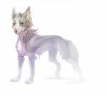 female feral fur grey_body grey_fur horn pink_nose red_eyes simple_background solo purplesplash1372 canid canine canis domestic_dog hybrid mammal 2018 absurd_res digital_media_(artwork) hi_res