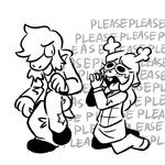 anthro antlers bangs begging bodily_fluids bottomwear buckteeth clothed clothing dialogue duo eyelashes female footwear freckles gesture hair hooves horn humor kneeling long_hair looking_at_another narrow_hips open_clothing open_mouth open_topwear pants shirt shoes simple_background skirt standing sweater tears teeth text tongue topwear white_background advos deltarune undertale_(series) noelle_holiday susie_(deltarune) deer mammal new_world_deer reindeer reptile scalie 1:1 2024 black_and_white english_text monochrome