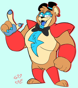 anthro barazoku barefoot big_hands blue_background blue_body blue_fur blue_pawpads bodypaint bow_tie brown_body brown_fur chest_tuft claws clothing crotch_tuft face_paint fangs featureless_crotch feet fist fur gesture green_background half-closed_eyes hand_gesture hat headgear headwear looking_at_viewer male manly multicolored_body muscular muscular_anthro muscular_male narrowed_eyes open_mouth pawpads paws pecs pointing pointing_up pose raised_arm rockstar sharp_teeth shoulder_guards simple_background smile solo standing tan_body teeth tongue toony top_hat tuft single-eye five_nights_at_freddy's five_nights_at_freddy's:_security_breach scottgames steel_wool_studios glamrock_freddy bear mammal 2021 hi_res