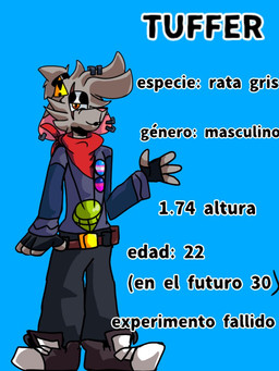 4_fingers anthro bottomwear clothing facial_scar fingerless_gloves fingers footwear gem gloves grey_body handwear jewelry male pants scar scarf shirt shoes solo text topwear wannapossums rutfer_j._randtex mammal murid murine rat rodent 3:4 model_sheet spanish_text