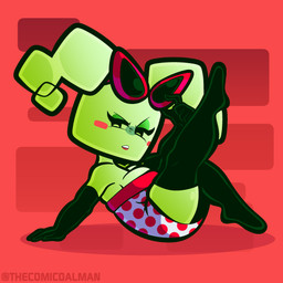 5_fingers abstract_background apron arm_support armwear backward_arm_support bedroom_eyes bent_over big_breasts black_armwear black_clothing black_elbow_gloves black_gloves black_handwear black_legwear black_thigh_boots black_thigh_highs blush blush_stickers boots breasts cleavage clothed clothed_female clothed_humanoid clothing dress elbow_gloves eyelashes eyeshadow eyewear eyewear_on_head female female_humanoid fingers footwear gem gloves green_body green_breasts green_eyeshadow green_hair green_skin grin hair half-closed_eyes handwear jewelry legwear lipstick looking_at_viewer maid_apron maid_headdress maid_uniform makeup medium_breasts multicolored_clothing multicolored_dress narrowed_eyes necklace not_furry one_leg_up pattern_clothing pattern_dress pearl_(gem) pearl_necklace pigtails pink_clothing pink_dress pupils raised_leg red_background red_blush red_eyewear red_lipstick red_pupils red_sunglasses red_text seductive shadow shirt_cuffs shoes simple_background sitting smile solo spots spotted_clothing spotted_dress square_(anatomy) square_head sunglasses sunglasses_on_head teeth text thigh_boots thigh_highs two_tone_clothing two_tone_dress uniform white_apron white_clothing white_dress white_headdress white_shirt_cuffs thecomicoalman mario_bros nintendo paper_mario mimi_(paper_mario) humanoid 1:1 2025 absurd_res artist_name digital_media_(artwork) hi_res shaded watermark