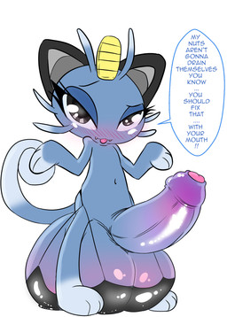 ball_bra balls big_balls big_penis blush dialogue eyelashes fellatio_request femboy feral foreskin genitals gesture huge_balls huge_penis humanoid_genitalia humanoid_penis hyper hyper_balls hyper_genitalia hyper_penis long_eyelashes looking_at_viewer male oral_request penis requesting sex_request shrug solo talking_to_viewer text white_crest_(artist) nintendo pokemon alolan_form alolan_meowth felid feline generation_7_pokemon mammal pokemon_(species) regional_form_(pokemon) english_text hi_res
