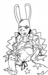 accessory anthro breasts clothing female hair_accessory hair_tie pigtails ribbons solo star sweater topwear undressing pepperchan happie_(character) omega_happie_(character) lagomorph leporid mammal rabbit monochrome