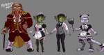 butler clothed clothing crossdressing female fishnet_clothing fishnet_legwear group legwear maid_uniform male noble trio uniform mister_d balrapha_(keroro623) barnabus_(keroro623) blenafee_(keroro623) dwarf goblin humanoid kobold scalie model_sheet