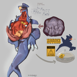 2_penises anatomically_correct anatomically_correct_genitalia animal_genitalia animal_penis balls bodily_fluids cock_vore condom erection filled_condom genital_slit genitals hemipenes internal male multi_genitalia multi_penis penile penis sexual_barrier_device sweat sweaty_genitalia vein veiny_balls veiny_penis vore warning_sign .f_9578 haifong nintendo pokemon garchomp generation_4_pokemon pokemon_(species) 1:1 hi_res
