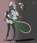 anthro clothed clothing female hair katana leather melee_weapon poison red_eyes sword text weapon white_body white_hair scalesindark mammal murid murine rat rodent comic hi_res url