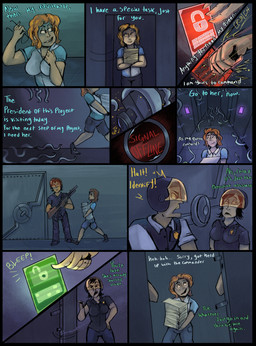 camera clothing dialogue female infiltration not_furry tentacles text carriontrickster human humanoid mammal absurd_res comic english_text hi_res huge_filesize