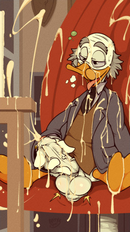 anthro bald balls bodily_fluids chair clothed clothing cum cum_everywhere elderly elderly_male excessive_cum excessive_genital_fluids eyewear feet furniture genital_fluids genitals glasses hand_on_penis jacket looking_pleasured male masturbation mature_male membrane_(anatomy) messy necktie office on_chair penis round_glasses saggy_balls solo toes tongue tongue_out topwear vein veiny_penis wearing_glasses webbed_feet arty_the_frog disney ludwig_von_drake anatid anseriform avian bird duck 9:16 hi_res