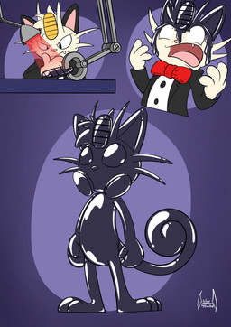abstract_background anthro basic_sequence bow_(feature) bow_tie clothed clothing drone featureless_crotch gas_mask glistening goo_transformation latex liquid_latex male mask nude open_mouth pink_eyes purple_background simple_background solo suit three_frame_image three_frame_sequence transformation transformation_sequence soul-silver-dragon nintendo pokemon fan_character felid generation_1_pokemon mammal meowth pokemon_(species) 2018 absurd_res digital_drawing_(artwork) digital_media_(artwork) hi_res sequence