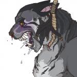 anthro asphyxiation blood blood_from_eye bodily_fluids crying_blood cyanosis fangs hanged male noose nosebleed nude orange_eyes saliva simple_background snuff solo teeth anapnea microsoft the_elder_scrolls felid khajiit mammal 1:1