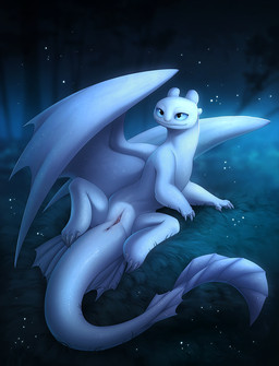 animal_genitalia anus bedroom_eyes blue_eyes claws female feral forest genital_slit genitals half-closed_eyes lying narrowed_eyes outside plant presenting pupils scales seductive slit_pupils smile solo spread_legs spreading tail thick_tail tree vulva white_body white_scales wings hioshiru dreamworks european_mythology how_to_train_your_dragon mythology nubless dragon fury_(httyd) light_fury mythological_creature mythological_scalie scalie western_dragon 2018 hi_res