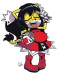 anthro belly big_belly black_hair boots breasts clothing dress female food footwear gloves hair handwear overweight overweight_anthro overweight_female red_clothing red_dress shoes solo stuffing tongue tongue_out white_clothing white_gloves white_handwear yellow_body daikanu sega sonic_the_fighters sonic_the_hedgehog_(series) honey_the_cat domestic_cat felid feline felis mammal 2019 absurd_res hi_res