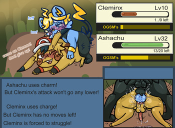 adolescent adolescent_on_adolescent alternate_species animal_genitalia anthro anthro_on_anthro bodily_fluids breath dialogue dripping drooling duo eyewear feral gameplay_mechanics genital_fluids genitals glasses gui gym_leader health_bar human_to_feral knot knotted_penis male male/male multiple_orgasms orgasm panting penis power_bottom precum precum_drip rear_view saliva saliva_string shaking shaky_legs sheath species_transformation talking_feral text transformation trembling young young_feral young_male y0urd3sir3 nintendo pokemon ash_ketchum ashchu clemont_(pokemon) generation_1_pokemon generation_4_pokemon pikachu pokemon_(species) shinx shiny_pokemon