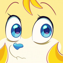 anthro blonde_hair blue_eyes blue_nose brown_body female hair looking_aside snout solo surprised vaporotem vap_(vaporotem) canid canine canis domestic_dog mammal 2025 headshot_portrait portrait