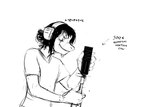 anthro earmuffs electronics evil_laugh female gun hair hair_bun headphones holding_gun holding_object holding_ranged_weapon holding_rifle holding_weapon ranged_weapon rifle silencer solo text weapon hladilnik marylin_(hladilnik) american_opossum mammal marsupial 2025 black_and_white comic english_text hi_res monochrome