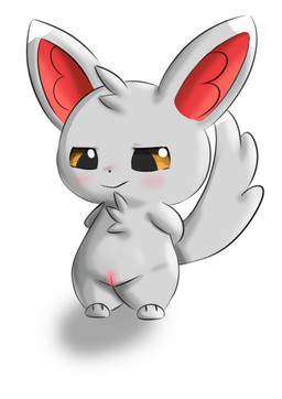 blush female feral fur genitals grey_body grey_fur solo standing vulva olihai nintendo pokemon generation_5_pokemon mammal minccino murid murine pokemon_(species) rodent absurd_res hi_res