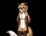 anthro blood bodily_fluids brown_body brown_fur dipstick_tail featureless_crotch female female_anthro fur gloves_(marking) green_eyes hair leg_markings looking_at_viewer markings socks_(marking) solo tail tail_markings white_body white_fur conditional_dnp thighlordash averi_(fiddleafox) canid canine fox mammal red_fox true_fox alpha_channel