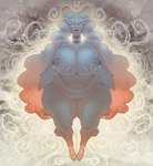 anthro arm_tuft big_breasts blush blush_lines breasts cheek_tuft claws elbow_tuft eyelashes facial_tuft female front_view fur grey_claws grey_eyes holding_breast huge_breasts long_neck naturally_censored navel overweight overweight_female solo thick_thighs tuft white_body white_fur wide_hips nocimon nintendo pokemon generation_5_pokemon legendary_pokemon pokemon_(species) reshiram absurd_res hi_res