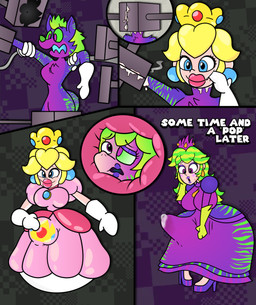 anthro anthro_to_human big_penis bodily_fluids bopper_doll bound clothing crown dress encasement genital_fluids genitals glistening glistening_body headgear huge_penis hydraulic_press hyper hyper_genitalia hyper_penis inflatable latex latex_clothing latex_skinsuit null_bulge penis permanent permanent_smile precum skinsuit slime solo species_transformation suiting super_crown tenting text tight_clothing transformation what what_has_science_done wobble cereal_squish mario_bros nintendo princess_peach human mammal absurd_res comic cover cover_art cover_page english_text hi_res