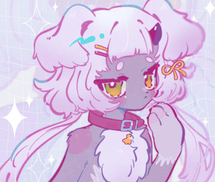 accessory ambiguous_gender anthro chest_tuft collar collar_only hair_accessory hair_ribbon hairpin horn kemono nude ribbons solo tuft takoya_de canid canine canis domestic_dog mammal hi_res