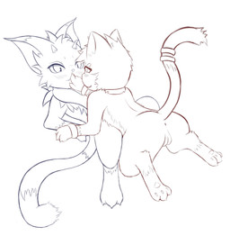 3_toes anthro anus biped blush blush_lines claws collar digitigrade duo eye_contact feet female female_on_top finger_claws finger_to_mouth fur fur_markings genitals gloves_(marking) horn intraspecies leg_markings looking_at_another lying male male/female male_on_bottom markings mostly_nude nude nude_anthro nude_female nude_male on_back on_bottom on_front on_top raised_tail scarf scarf_only semi-anthro simple_background socks_(marking) tail toe_claws toes vulva white_background meraence quetzalli_(darkmirage) vicious_kitty assimilative_feline domestic_cat felid feline felis mammal 2014 digital_drawing_(artwork) digital_media_(artwork) hi_res sketch