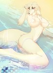 absurd_res anthro anus barely_visible_anus beach big_breasts blonde_hair borzoi breasts butt canid canine canis clothed clothing domestic_dog female fluffy fluffy_tail fur hair hi_res hunting_dog looking_at_viewer lying mammal nastycalamari nipple_slip nonoka_(nonoka917) on_side partially_clothed sea seaside sighthound skimpy solo tail tan_body tan_fur water