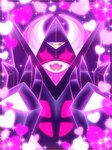 abstract_background ambiguous_gender fangs heart_symbol looking_at_viewer open_mouth pink_eyes purple_body solo sparkles teeth prizma730 nintendo pokemon dawn_wings_necrozma generation_7_pokemon humanoid legendary_pokemon necrozma pokemon_(species) shiny_pokemon 2024 3:4 hi_res